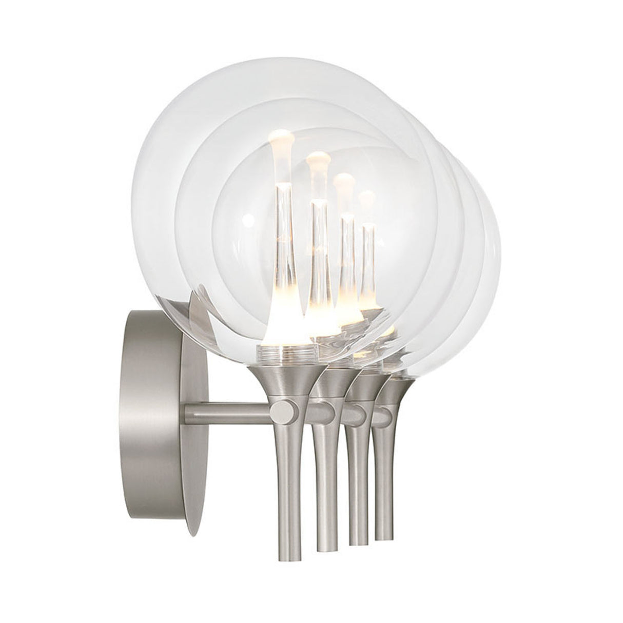 Eaton LED 4 Light Vanity, Satin Nickel and Clear Glass