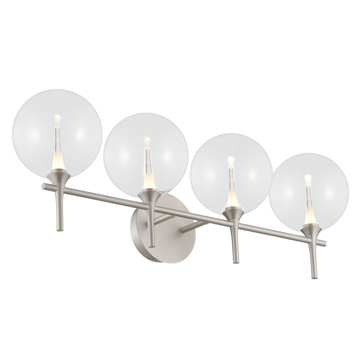Eaton LED 4 Light Vanity, Satin Nickel and Clear Glass