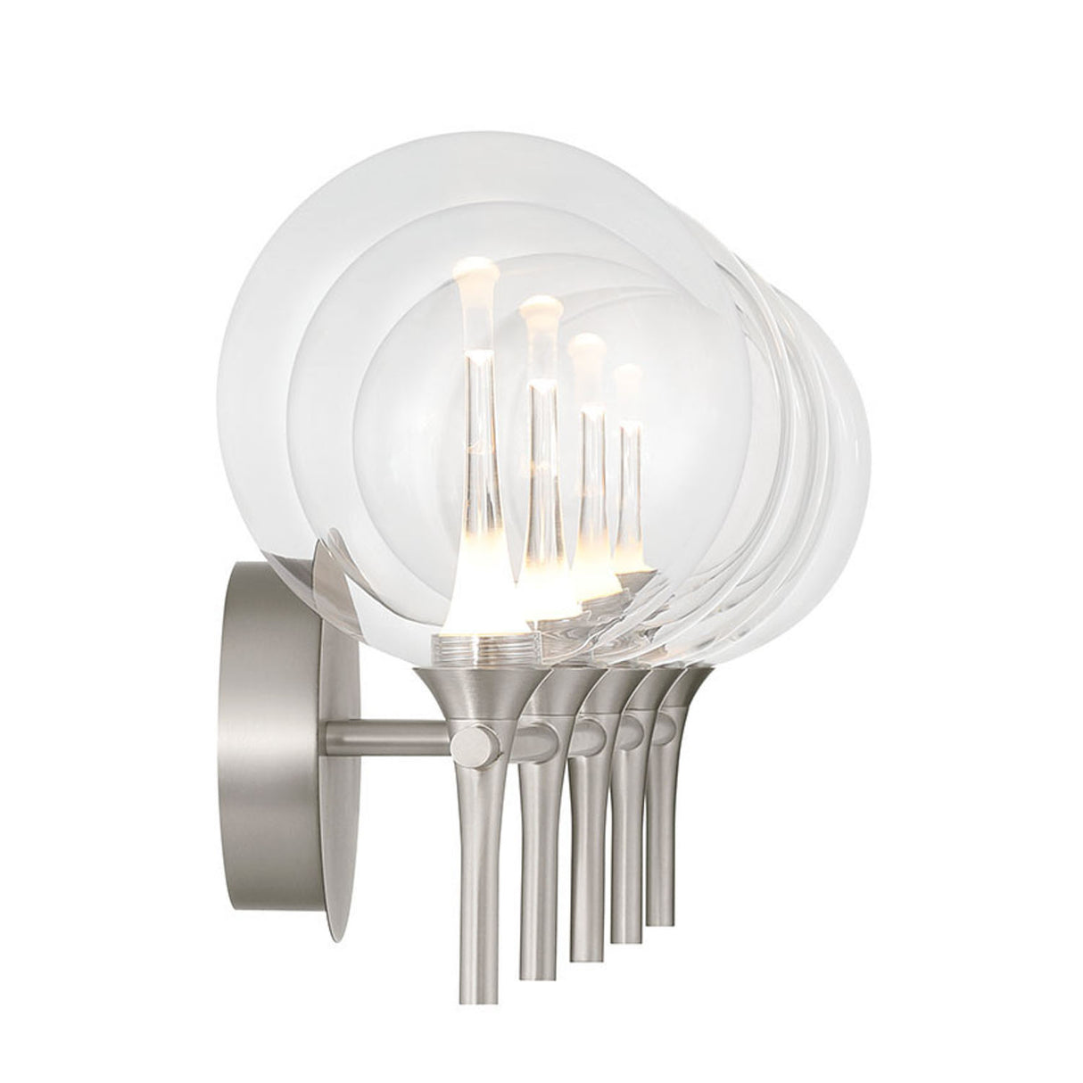 Eaton LED 5 Light Vanity, Satin Nickel and Clear Glass