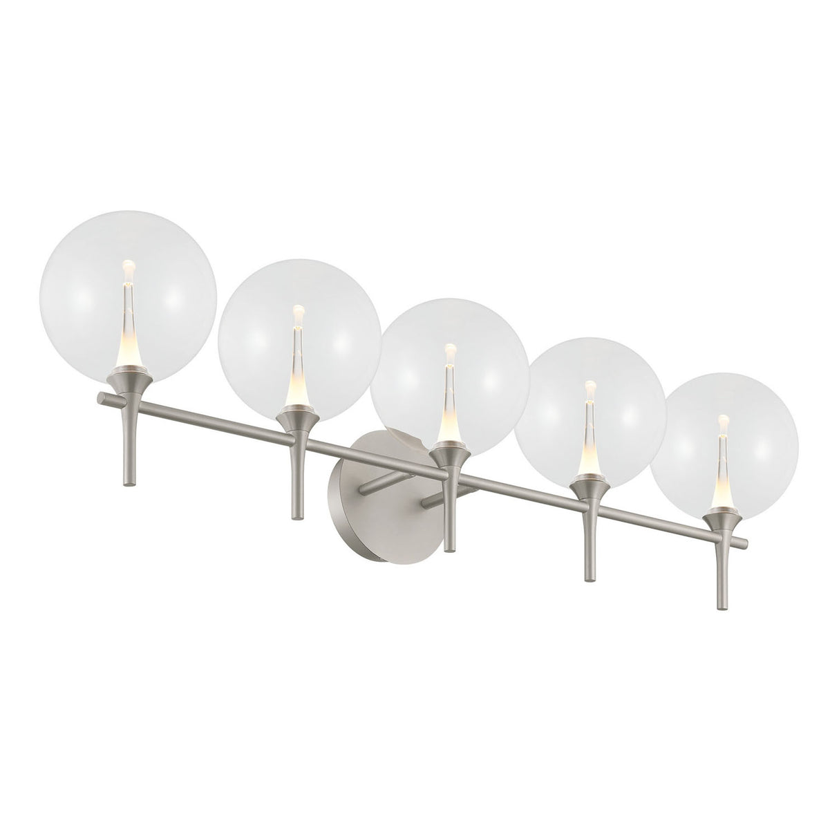 Eaton LED 5 Light Vanity, Satin Nickel and Clear Glass