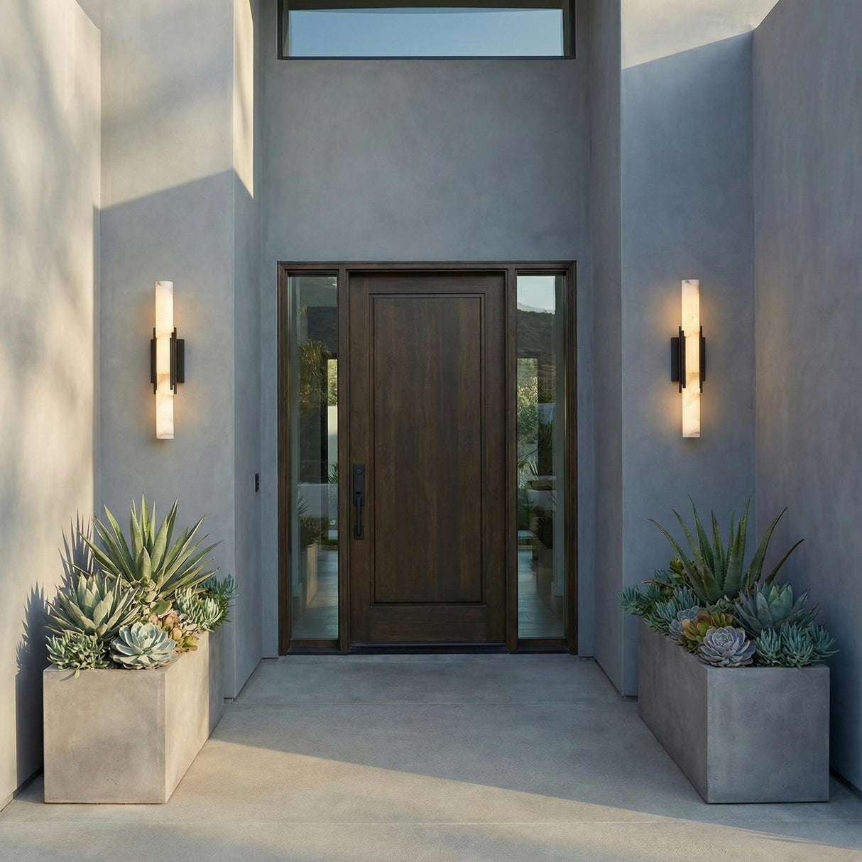 Delya Indoor/Outdoor LED Wall Sconce 22", Urban Bronze and Alabaster