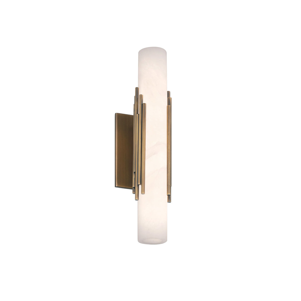 Delya LED Wall Sconce 16", Antique Brass and Alabaster