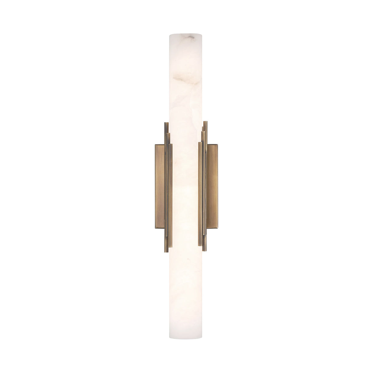 Delya LED Wall Sconce 22", Antique Brass and Alabaster