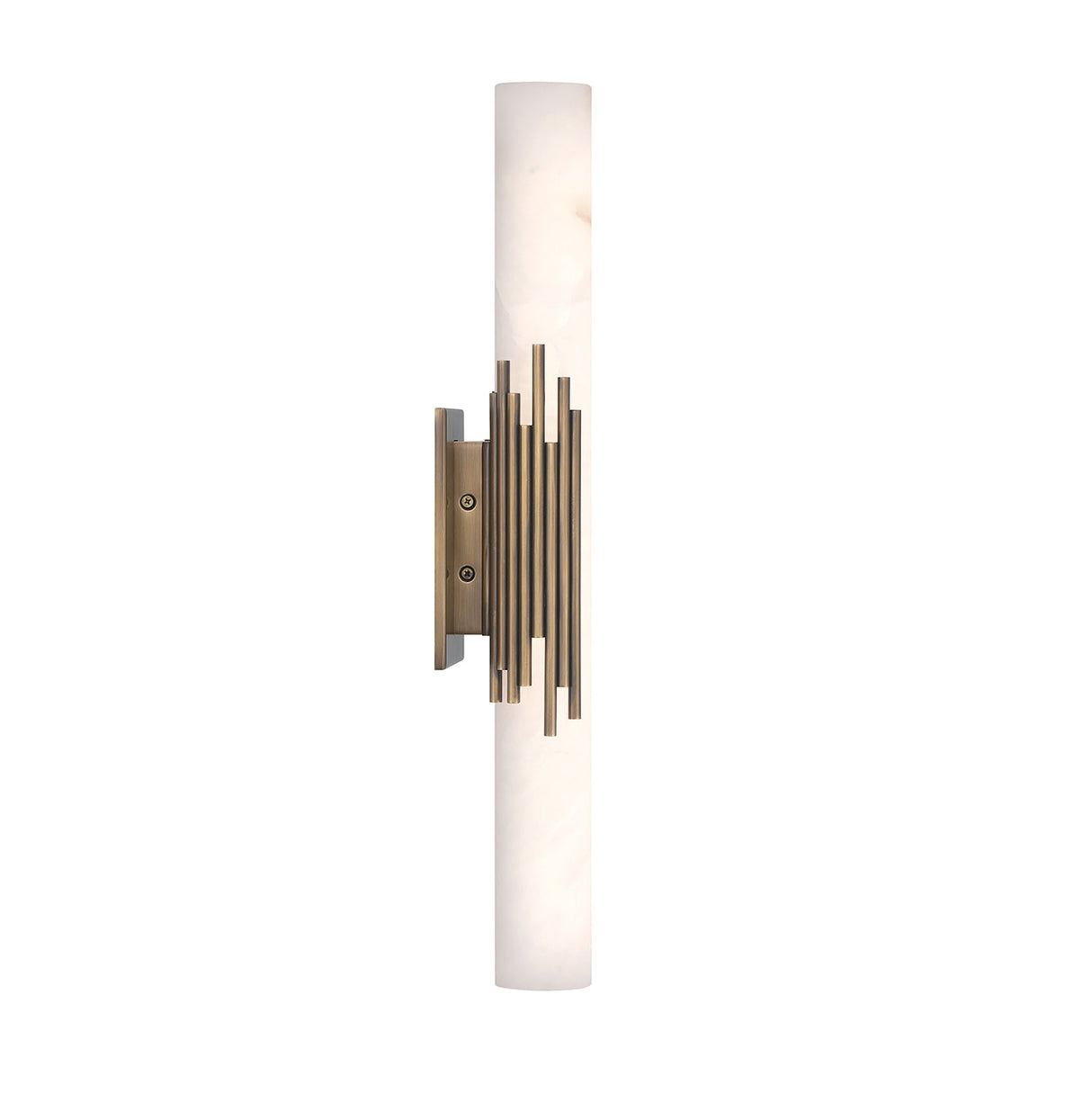 Delya LED Wall Sconce 22", Antique Brass and Alabaster