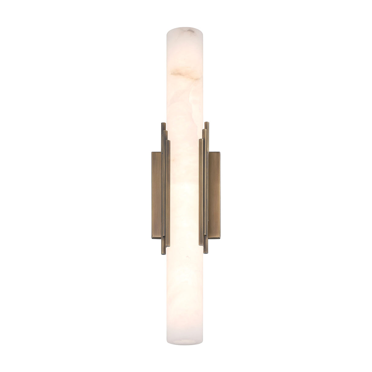 Delya LED Wall Sconce 22", Antique Brass and Alabaster