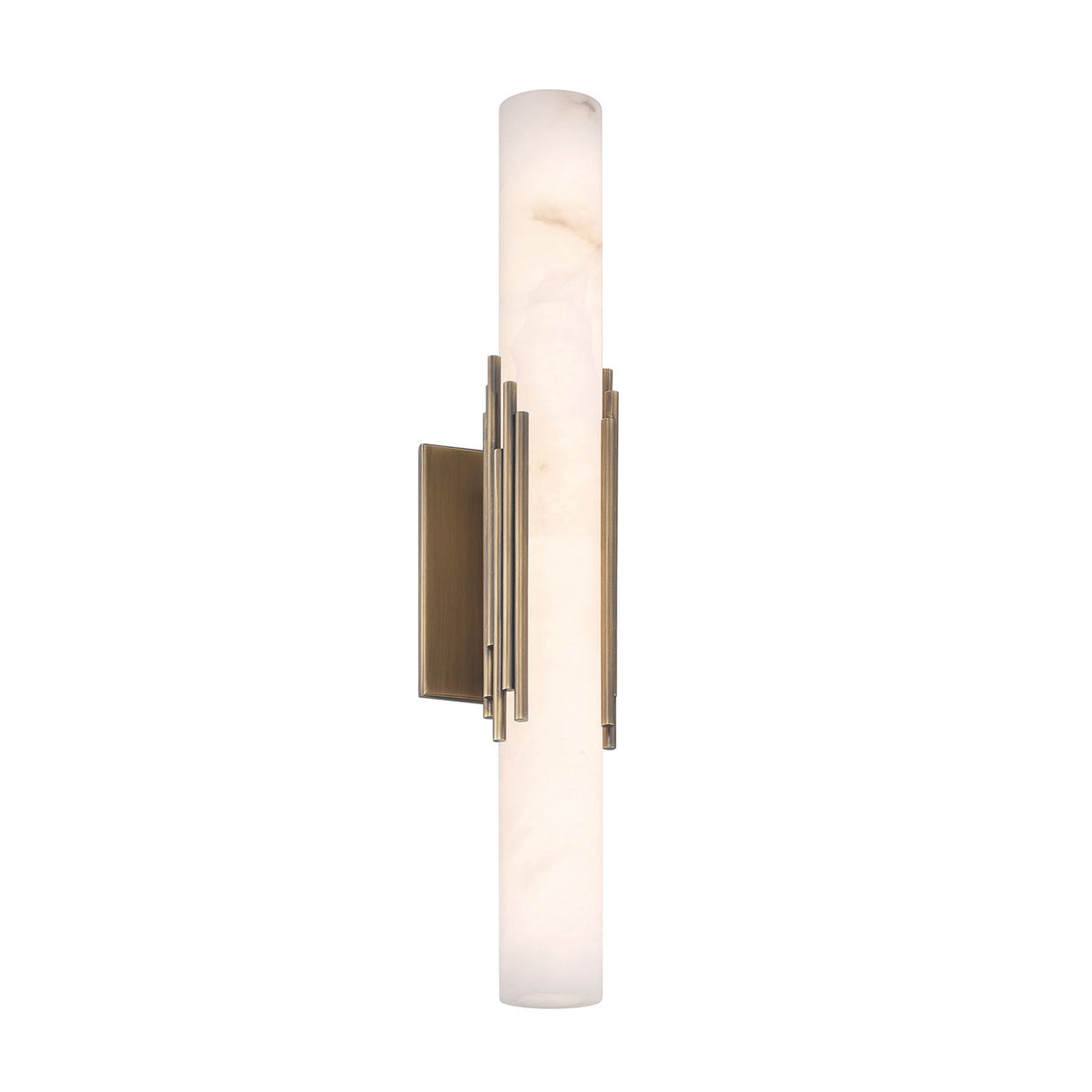 Delya LED Wall Sconce 22", Antique Brass and Alabaster