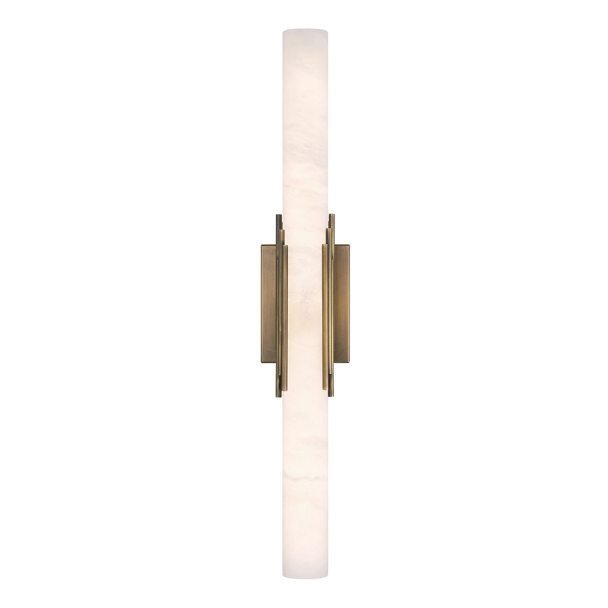 Delya LED Wall Sconce 28", Antique Brass and Alabaster