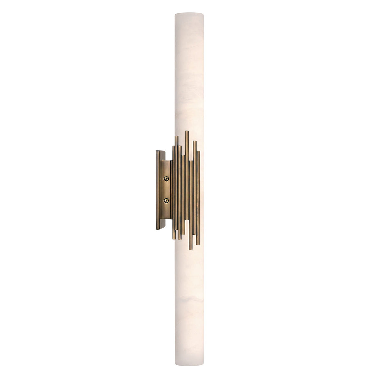 Delya LED Wall Sconce 28", Antique Brass and Alabaster