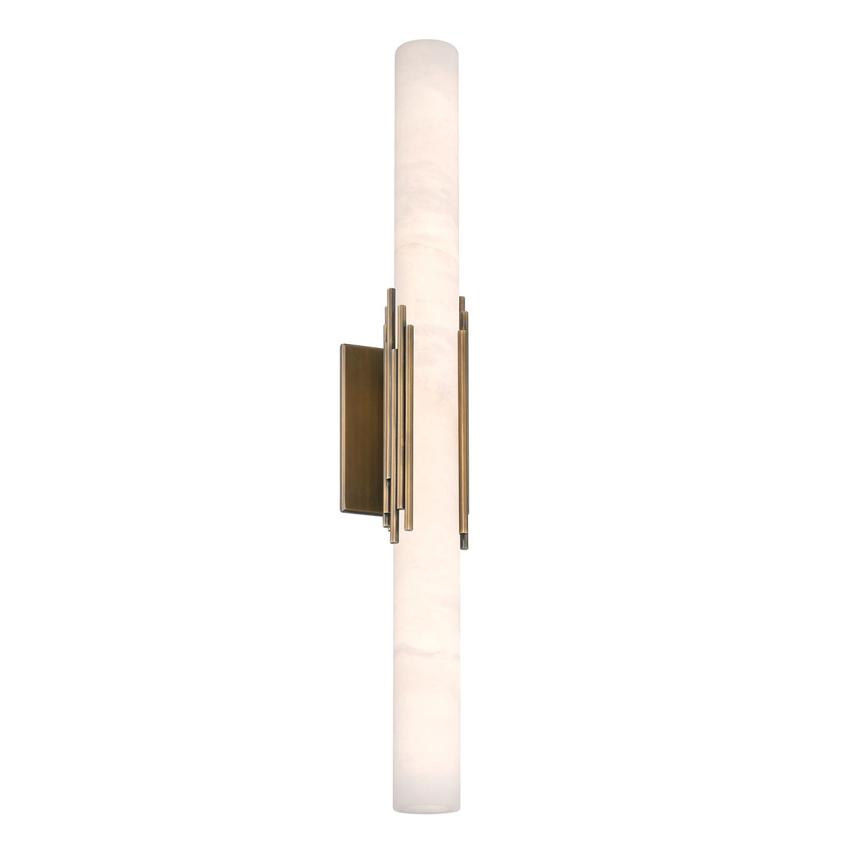 Delya LED Wall Sconce 28", Antique Brass and Alabaster