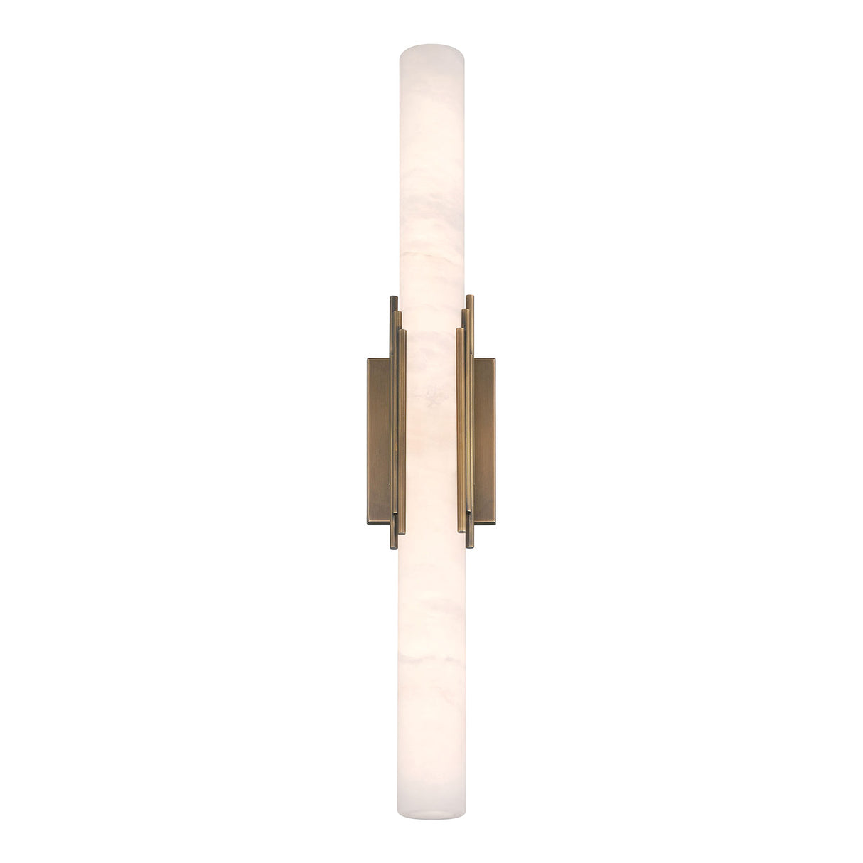 Delya LED Wall Sconce 28", Antique Brass and Alabaster