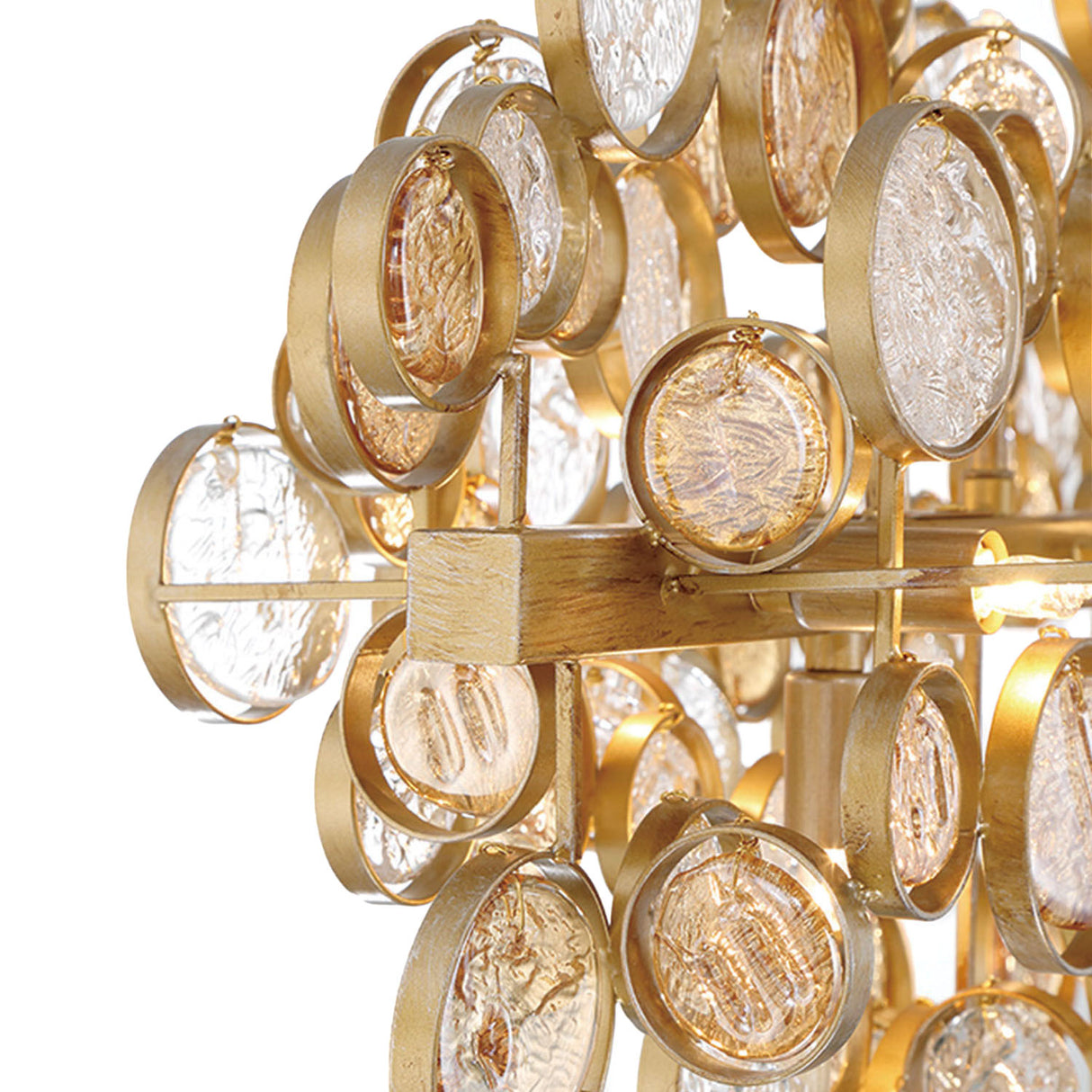 Denali 12 Light Linear Chandelier 40", Antique Gold with Topaz Glass