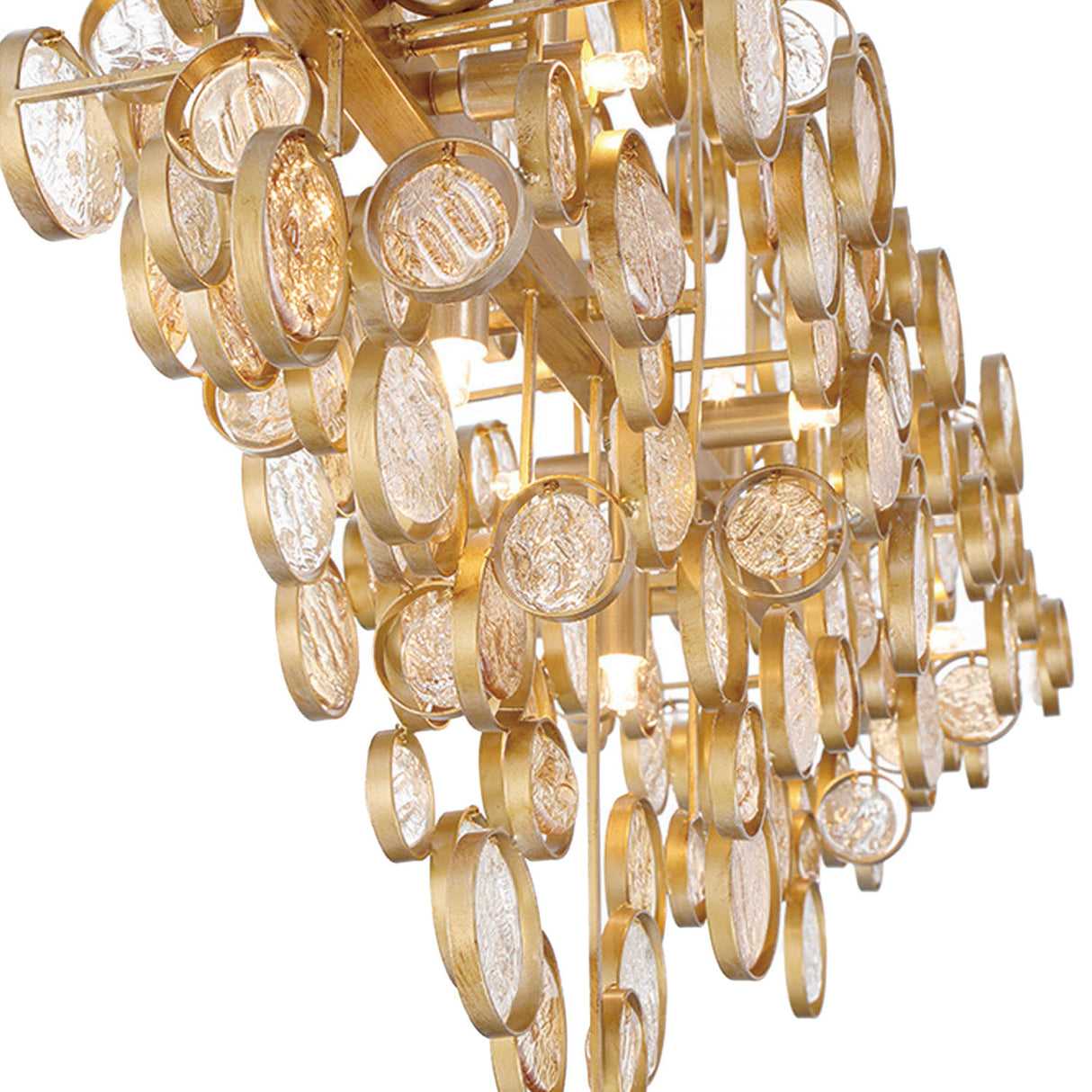 Denali 12 Light Linear Chandelier 40", Antique Gold with Topaz Glass