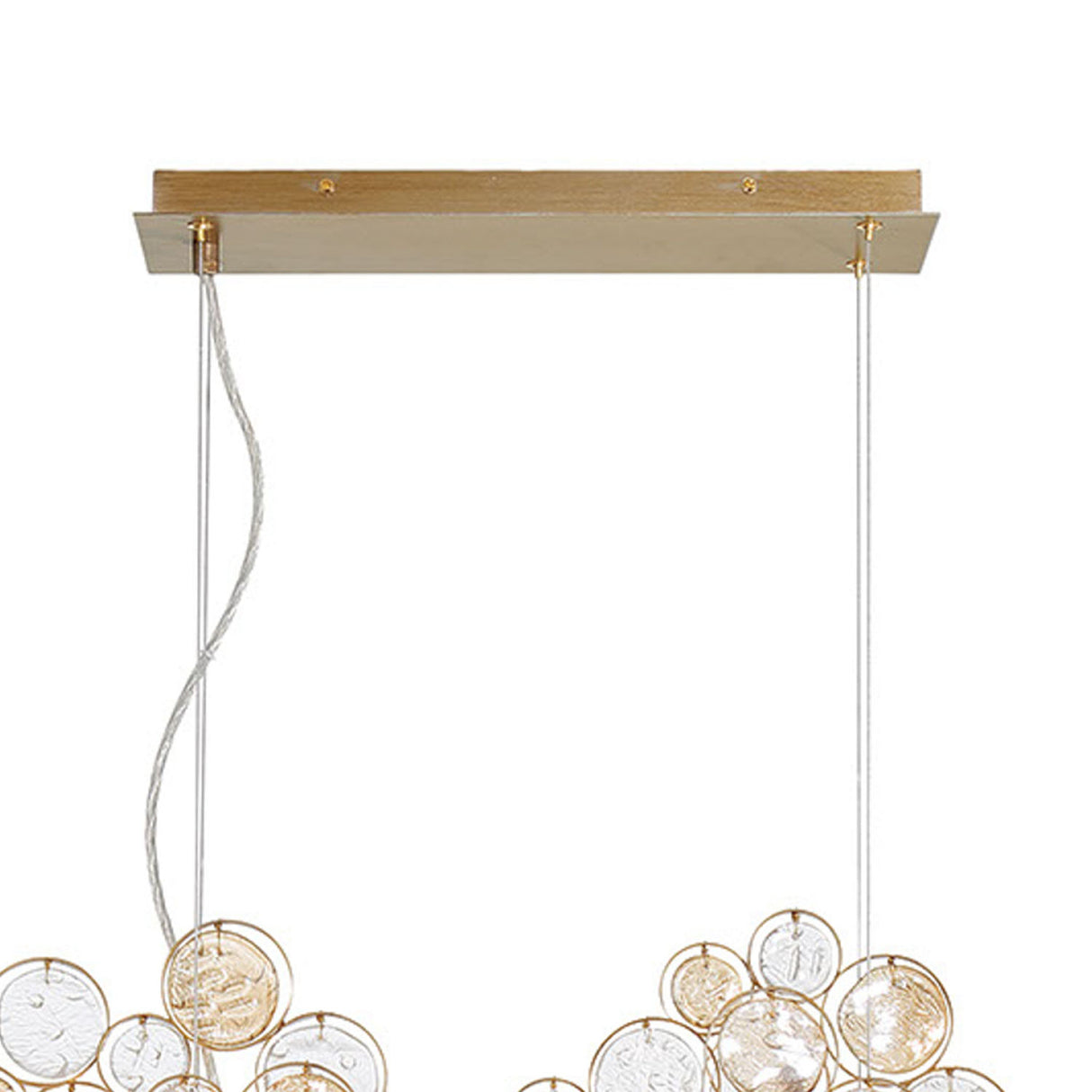 Denali 12 Light Linear Chandelier 40", Antique Gold with Topaz Glass