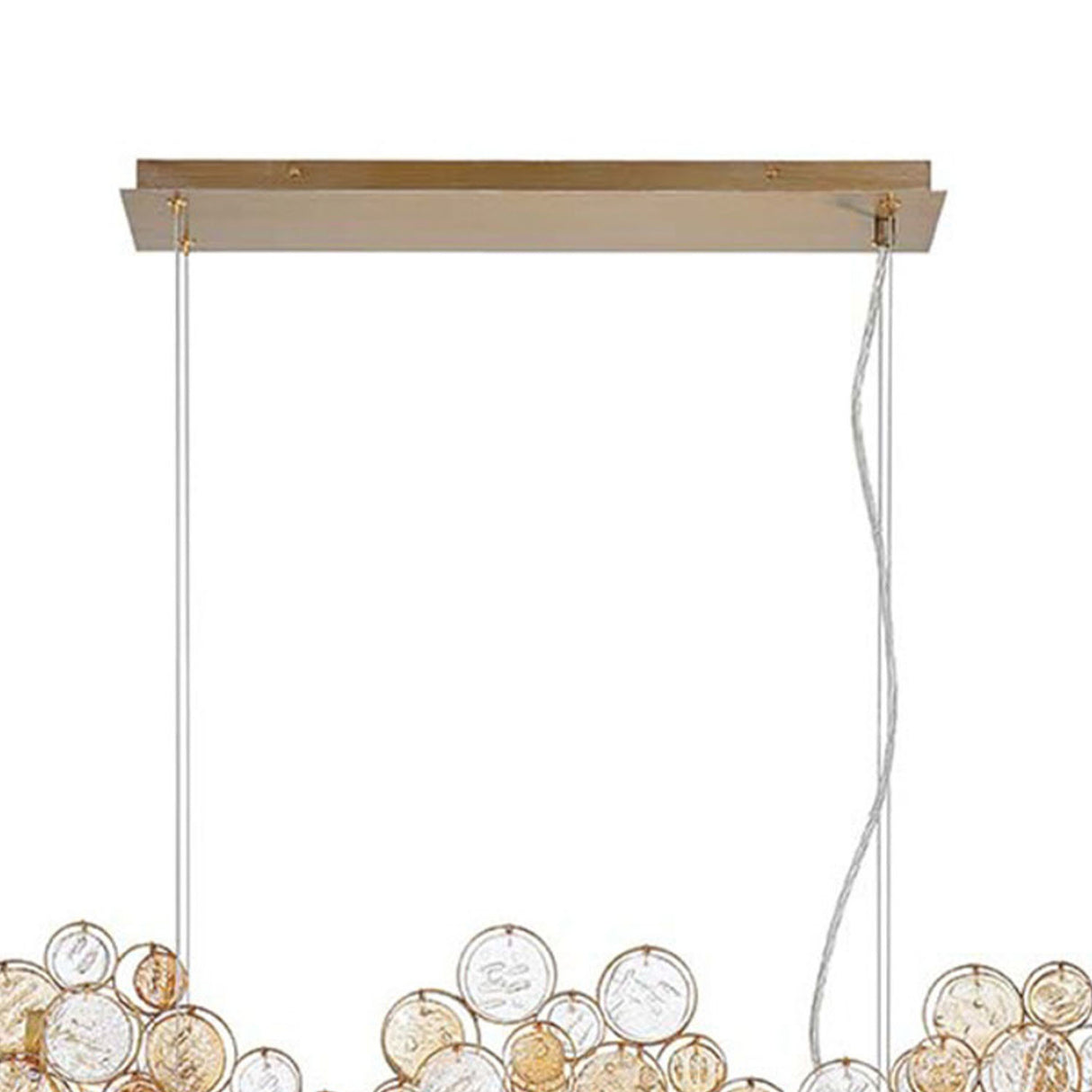 Denali 15 Light Linear Chandelier 56", Antique Gold with Topaz Glass