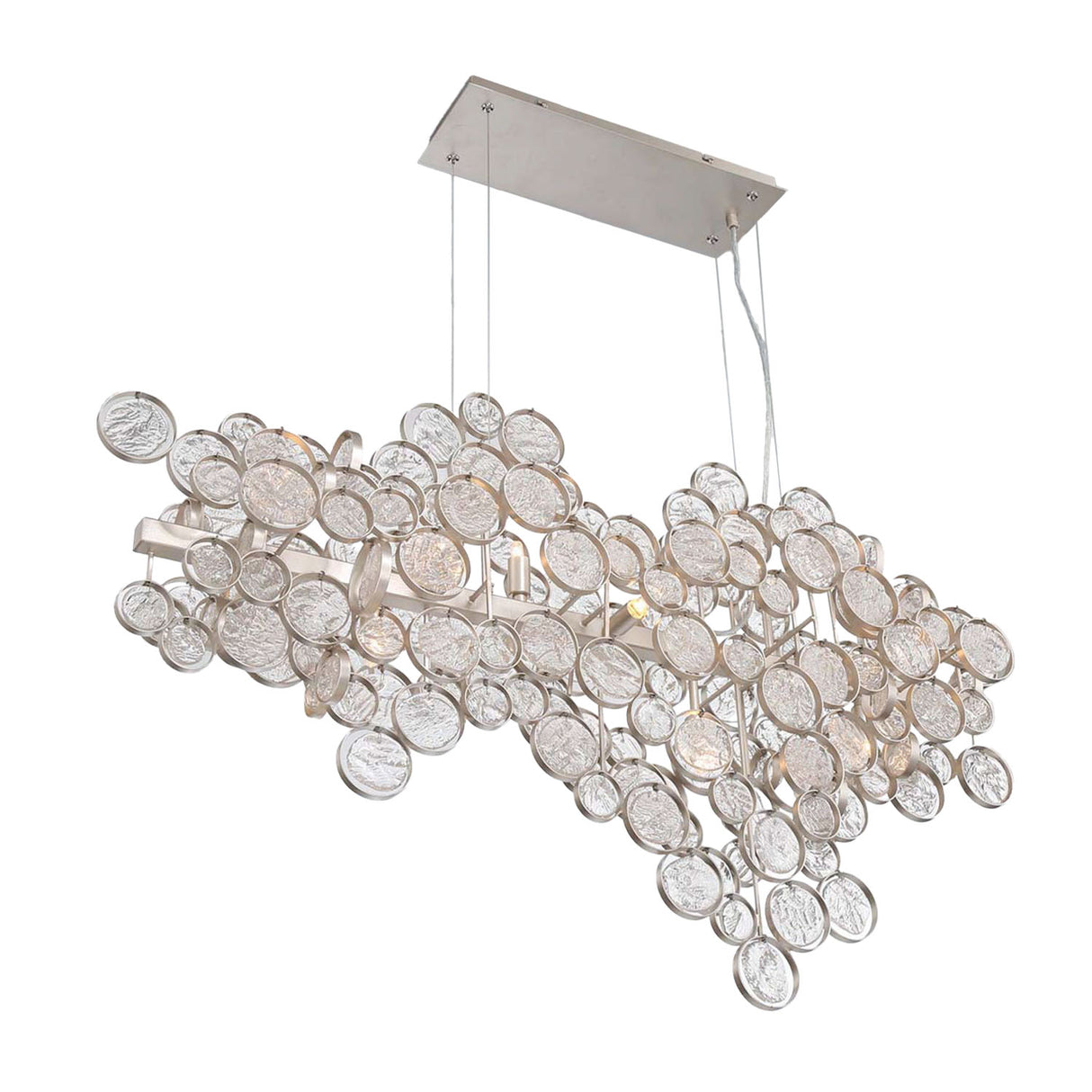 Denali 12 Light Linear Chandelier 40", Champagne Silver with Clear Glass