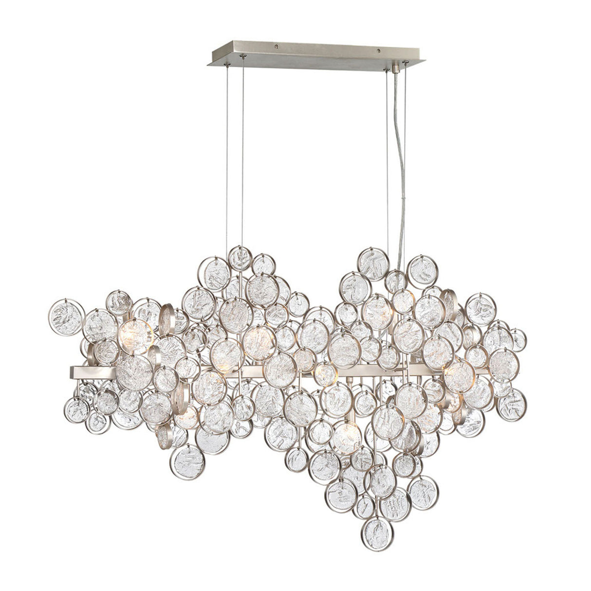 Denali 12 Light Linear Chandelier 40", Champagne Silver with Clear Glass