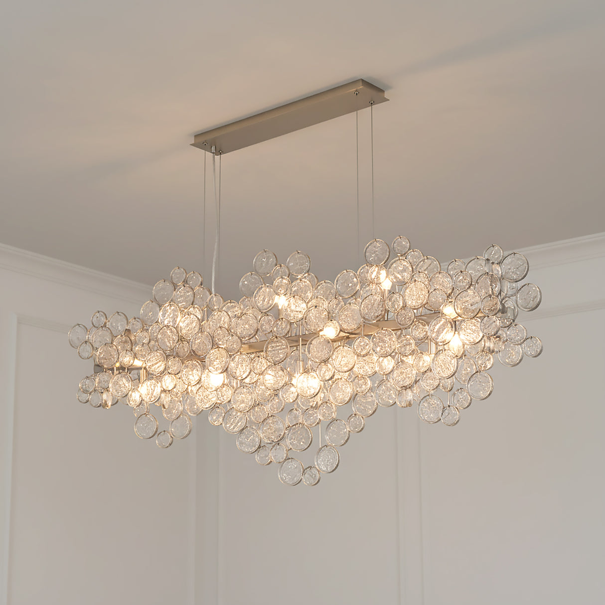 Denali 15 Light Linear Chandelier 56" for Modern home with White Molding