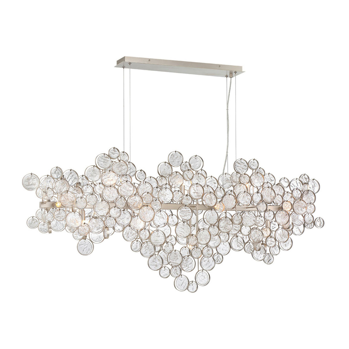 Denali 15 Light Linear Chandelier 56", Champagne Silver with Clear Glass