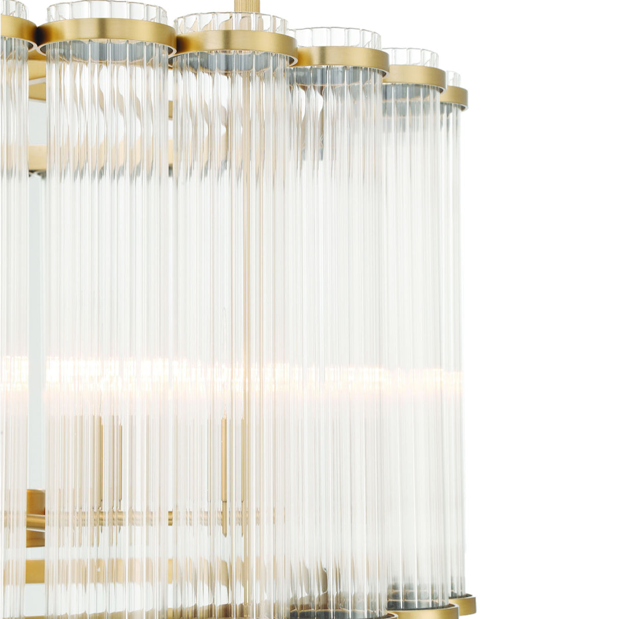 Nori 6 Light Chandelier 24", Brass and Ribbed Glass