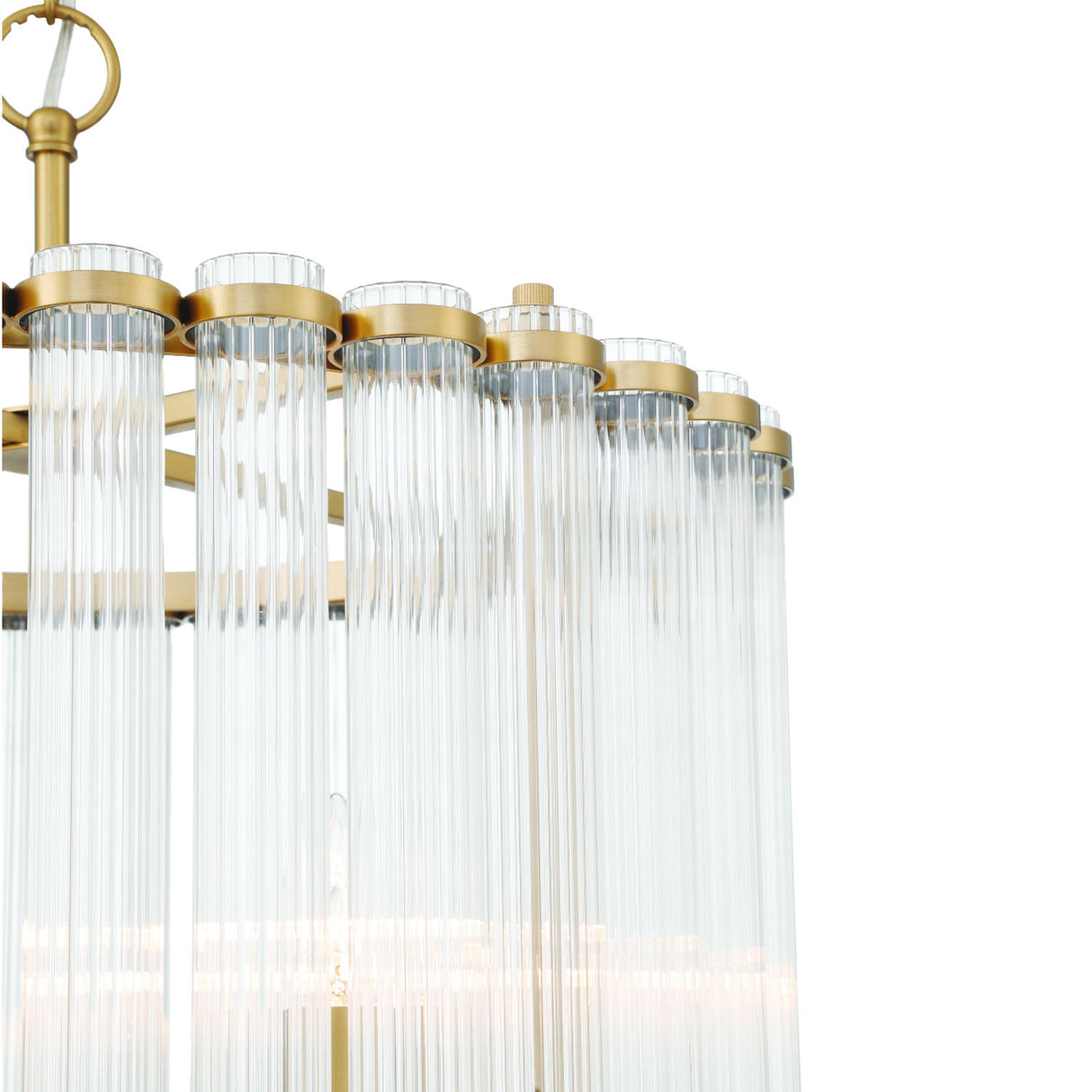 Nori 8 Light Chandelier 22", Brass and Ribbed Glass