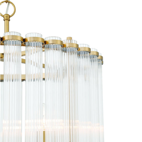 Nori 8 Light Chandelier 22", Brass and Ribbed Glass