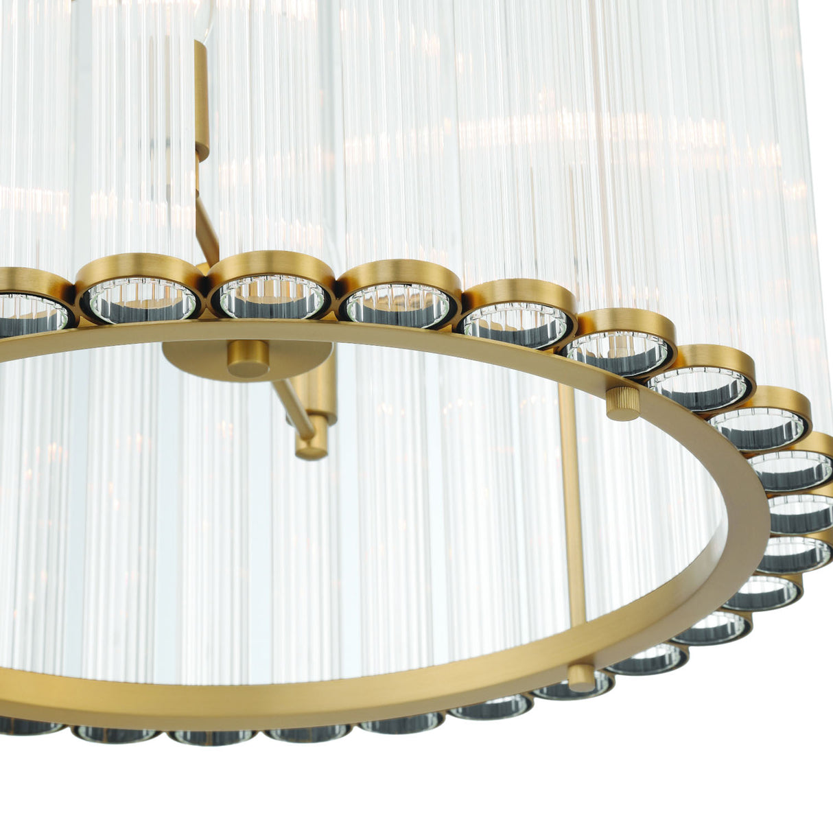 Nori 8 Light Chandelier 22", Brass and Ribbed Glass