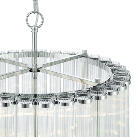 Nori 8 Light Chandelier 22", Polished Nickel and Ribbed Glass