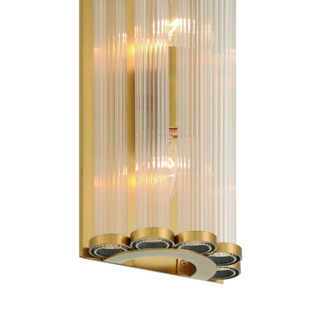 Nori Wall Sconce 14", Brass and Ribbed Glass