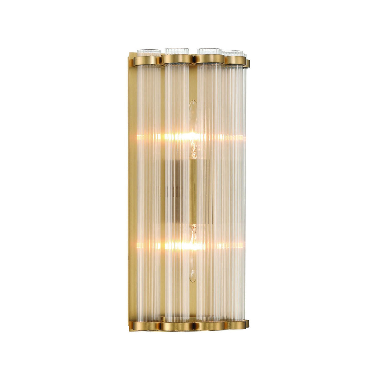 Nori Wall Sconce 14", Brass and Ribbed Glass