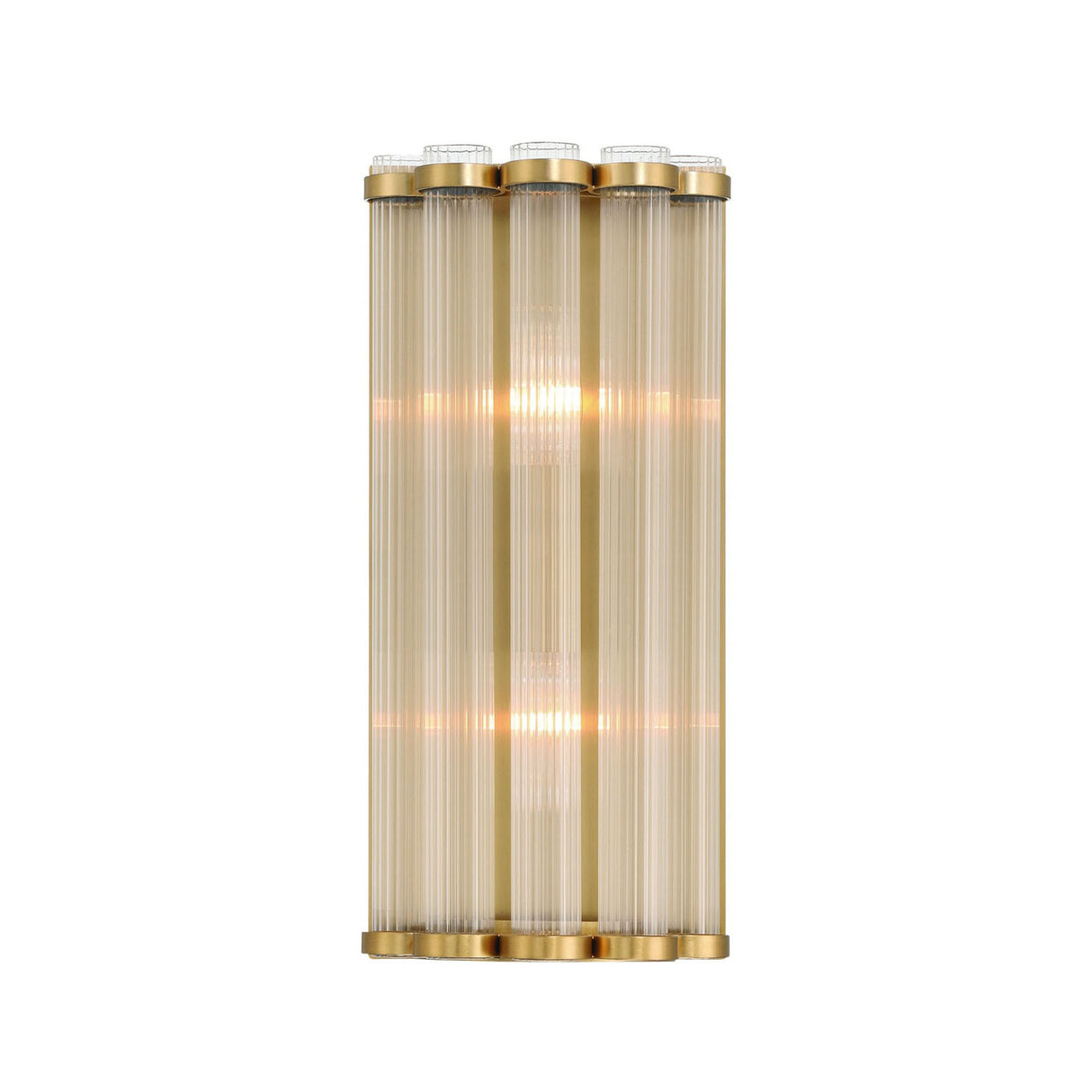 Nori Wall Sconce 14", Brass and Ribbed Glass