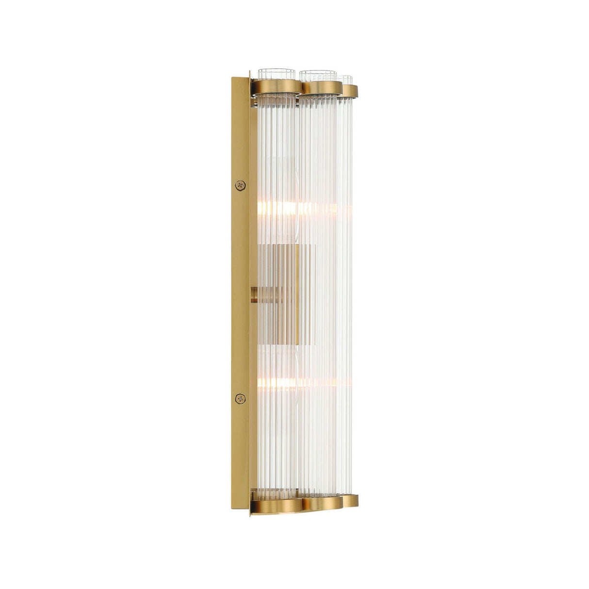 Nori Wall Sconce 14", Brass and Ribbed Glass