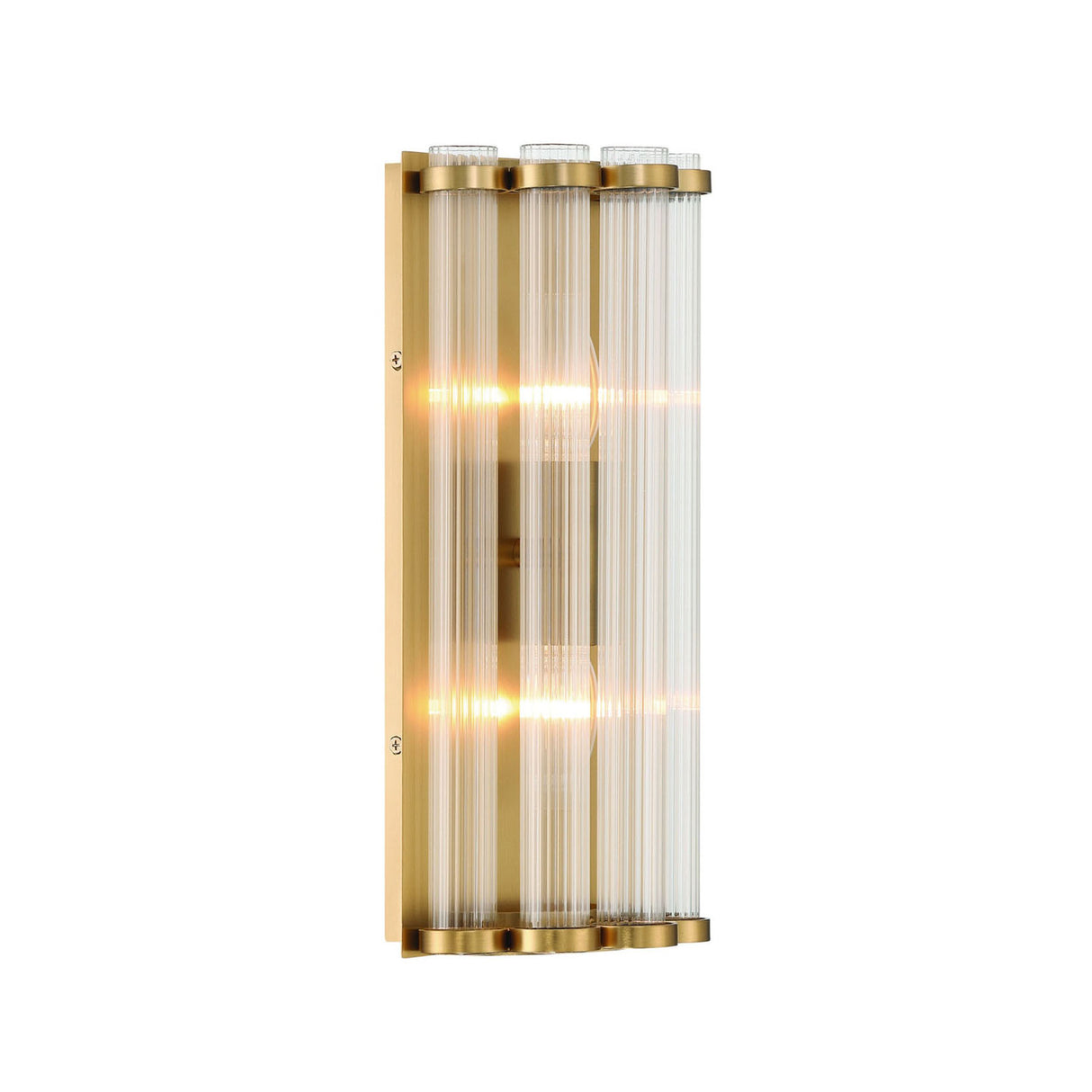 Nori Wall Sconce 14", Brass and Ribbed Glass
