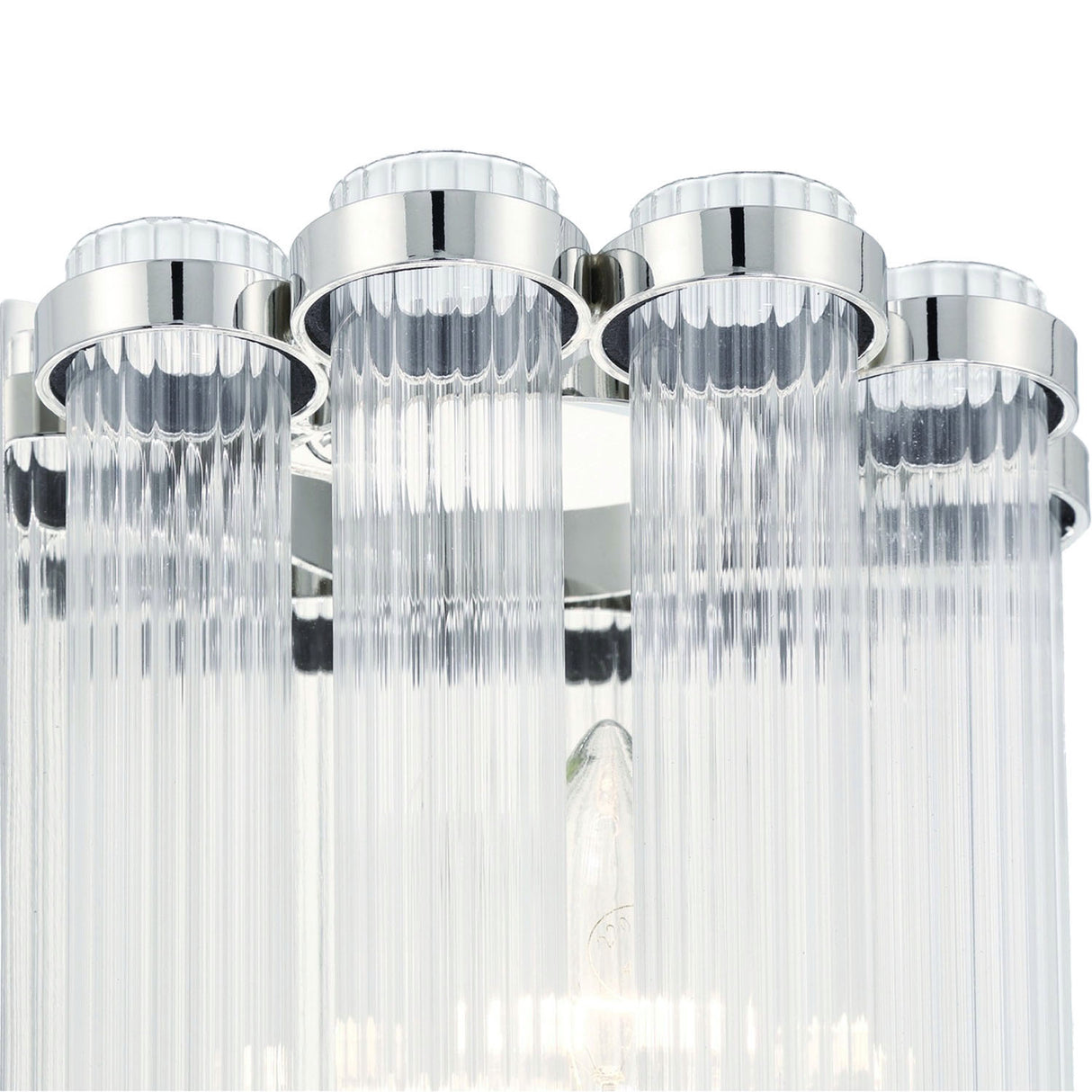 Nori Wall Sconce 14", Polished Nickel and Ribbed Glass