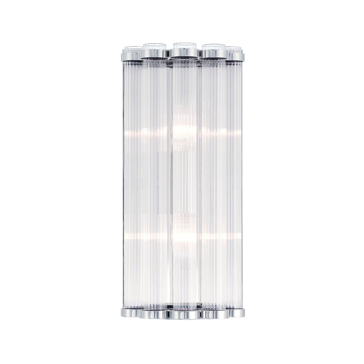 Nori Wall Sconce 14", Polished Nickel and Ribbed Glass