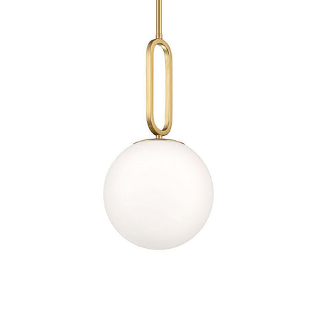 Oren Pendant 10", Brass and Opal Glass