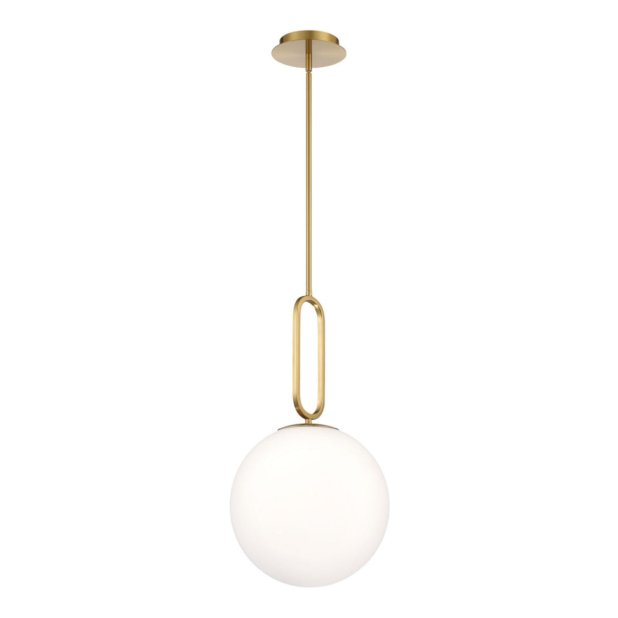 Oren Pendant 12", Brass and Opal Glass