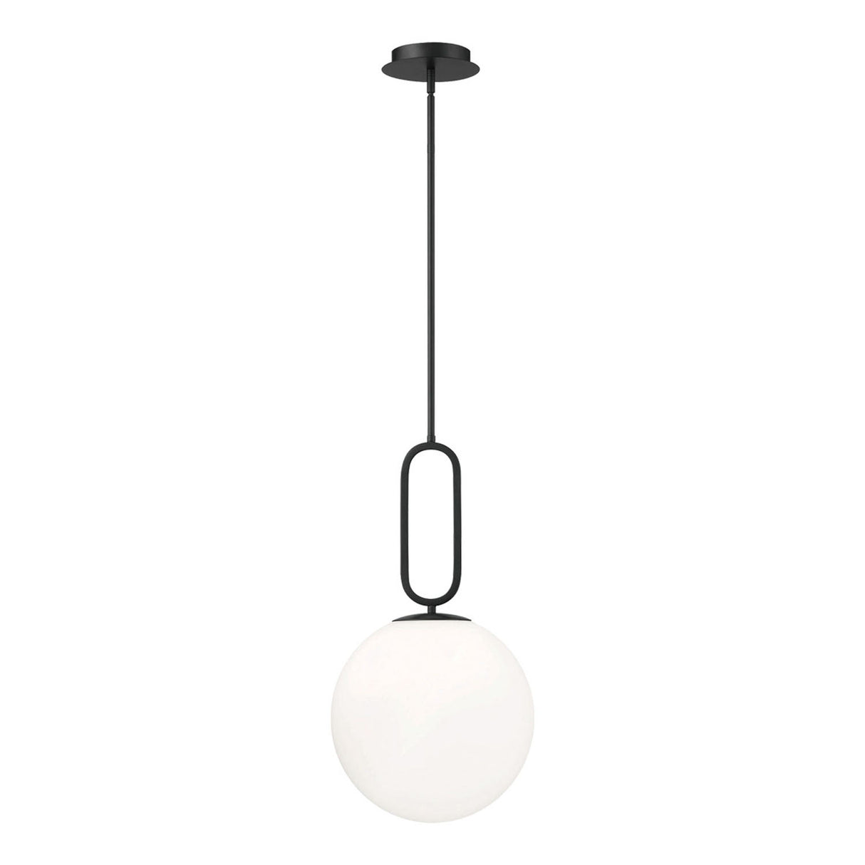 Oren Pendant 12", Matte Black and Opal Glass