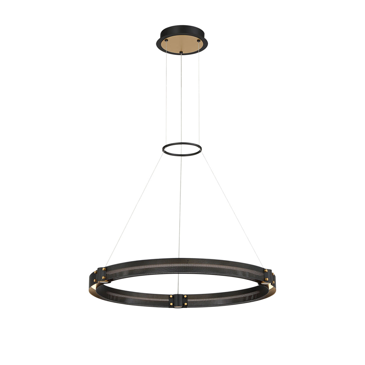 Lune LED Pendant 29", Brass and Black