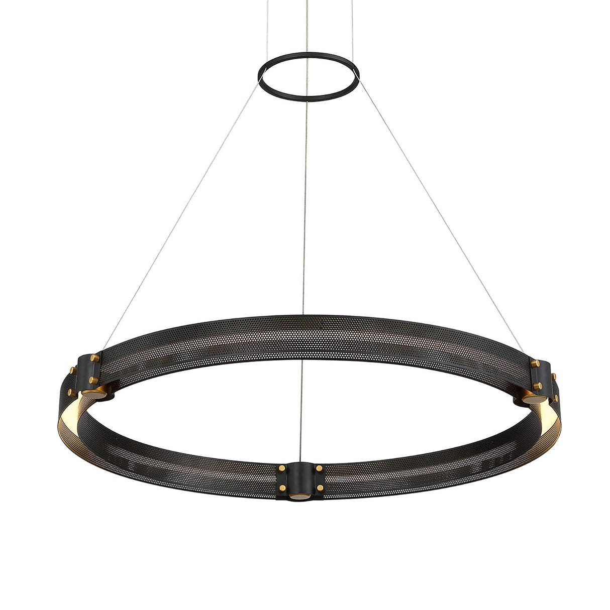 Lune LED Pendant 29", Brass and Black