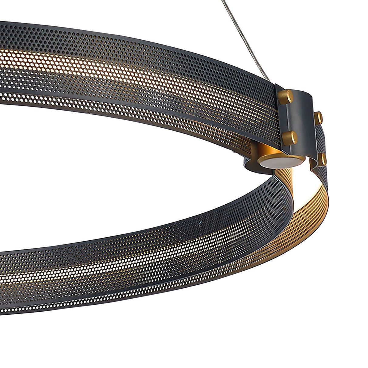 Lune LED Pendant 48", Brass and Black