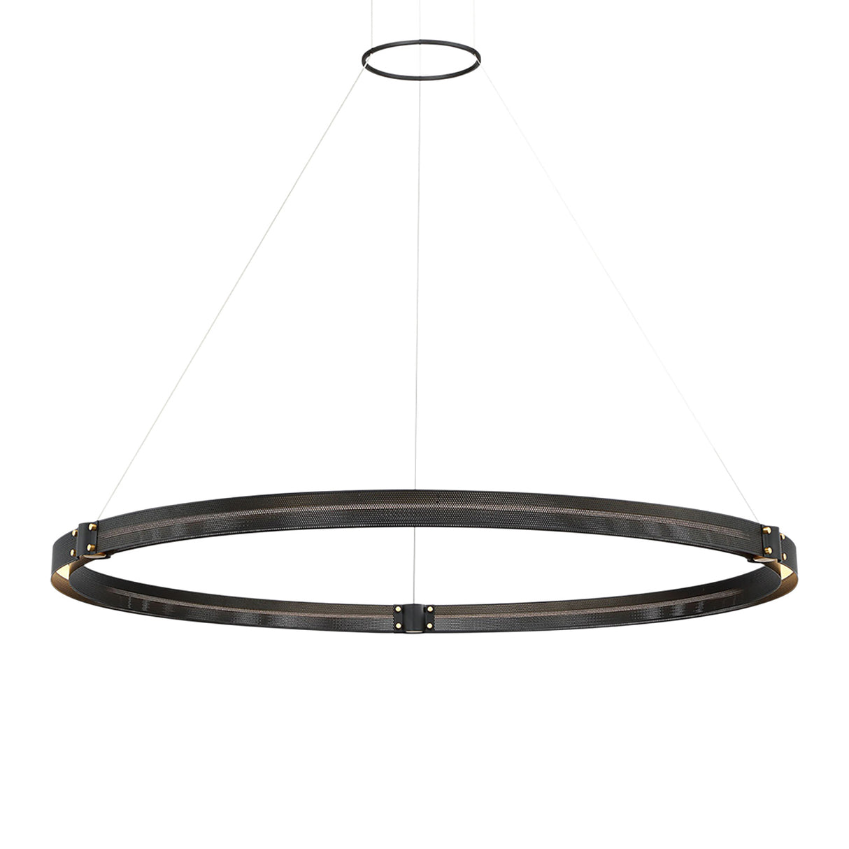 Lune LED Pendant 48", Brass and Black