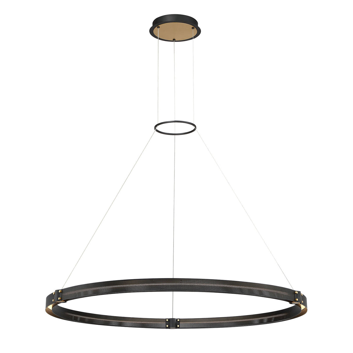Lune LED Pendant 48", Brass and Black