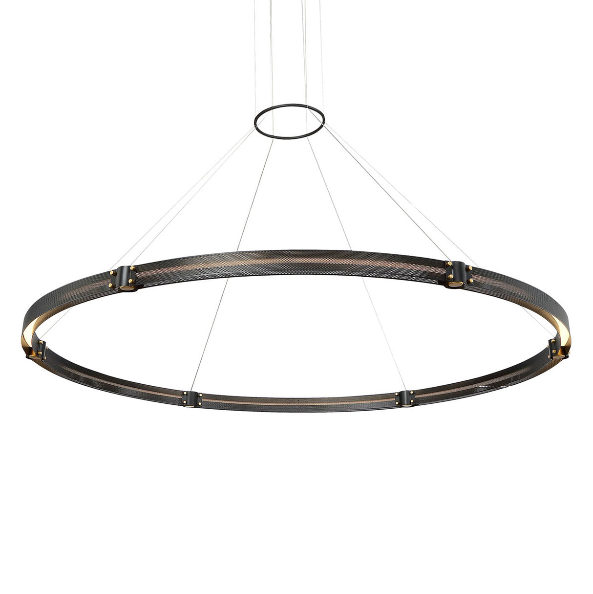 Lune LED Chandelier 62", Brass and Black