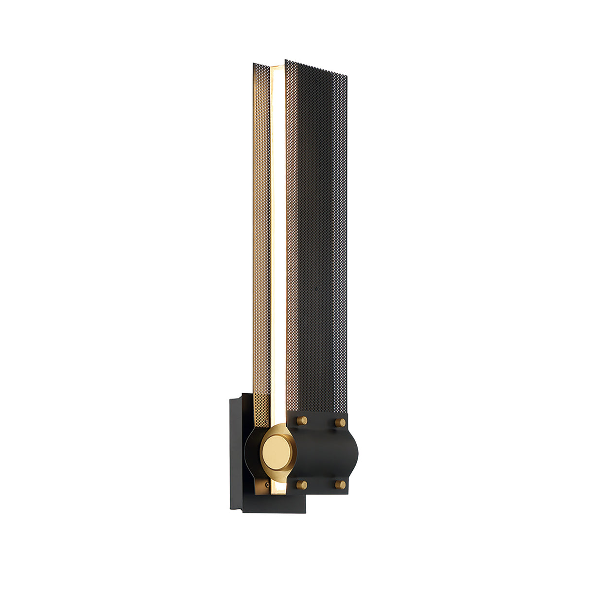 Lune LED Outdoor Wall Light 19", Brass and Black