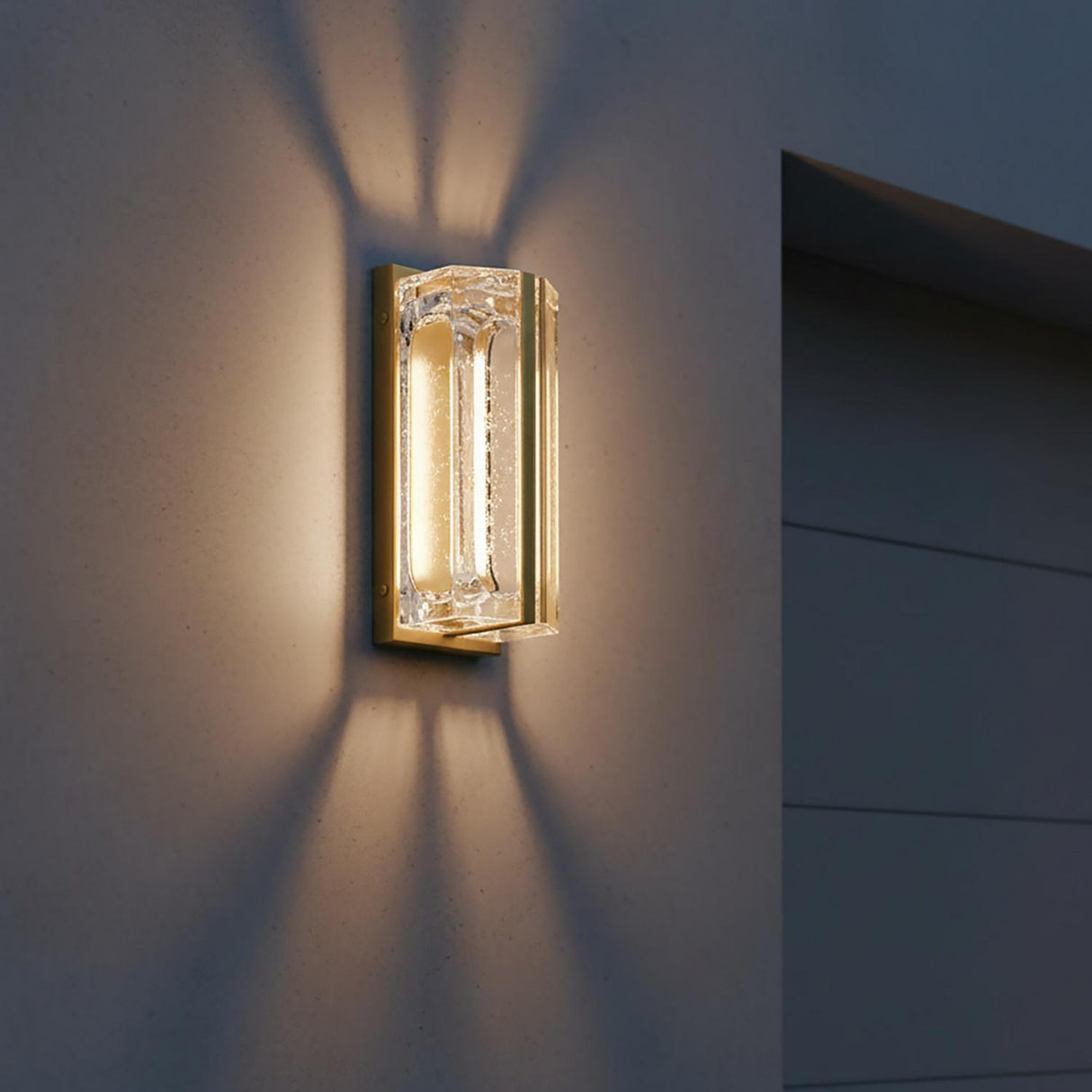 Prescott LED Outdoor Wall Light 12", Gold and Clear Glass