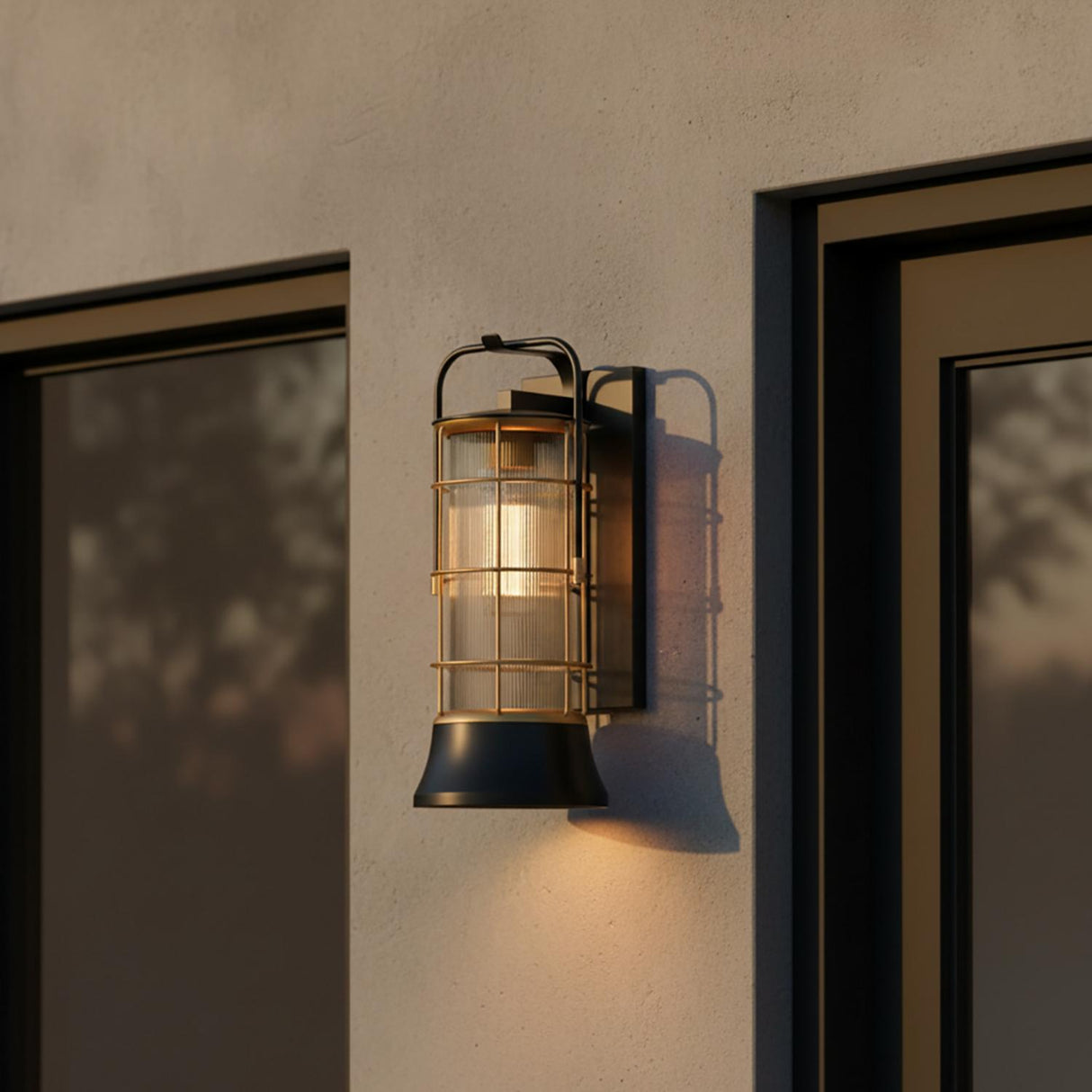 Irvington LED Outdoor Wall Light 20", Black and Gold
