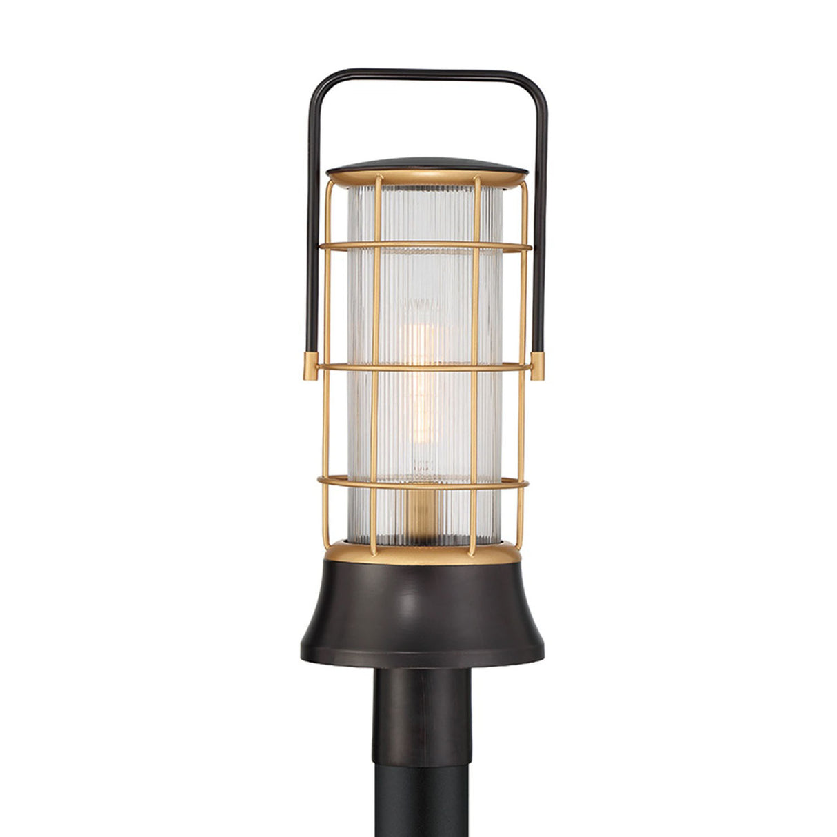 Irvington LED Outdoor Post Light 23", Black and Gold