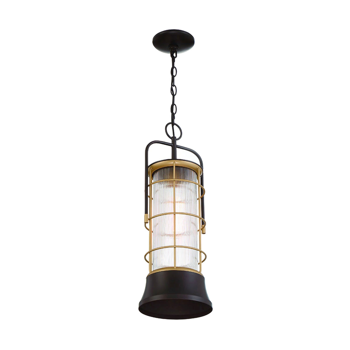 Irvington LED Outdoor Hanging Light 23", Black and Gold