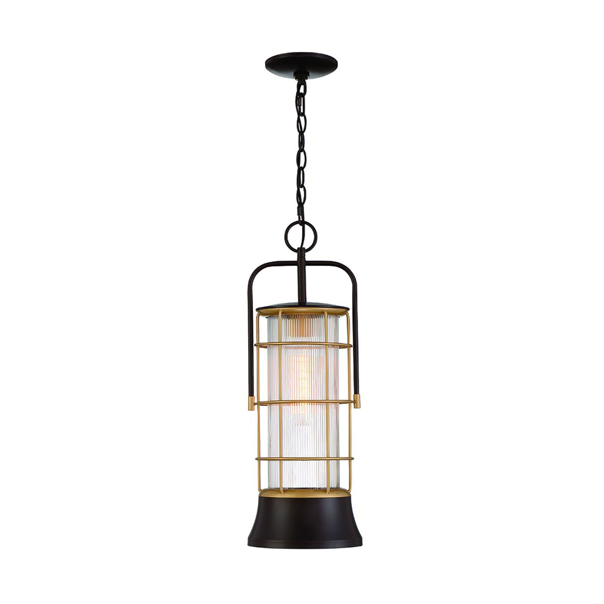 Irvington LED Outdoor Hanging Light 23", Black and Gold