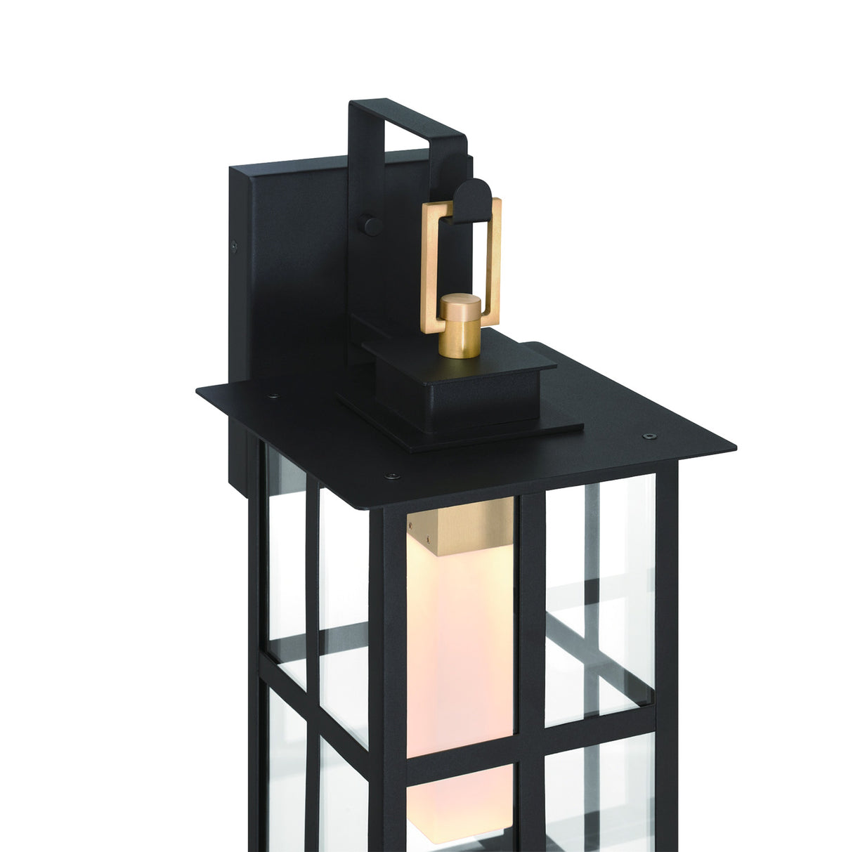 Portico LED Outdoor Wall Light 16", Black with Gold Accents